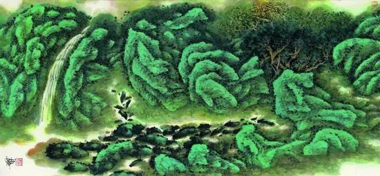 《山水一》&nbsp;陈古魁&nbsp; 国画117cm×55cm