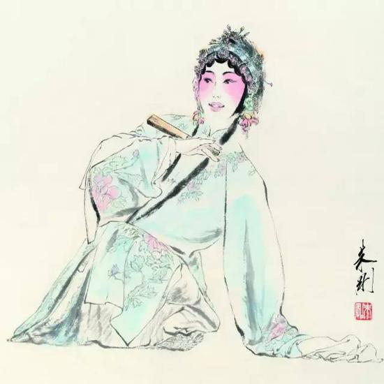 《戏曲人物一》&nbsp; 朱刚&nbsp; 国画45cm×45cm