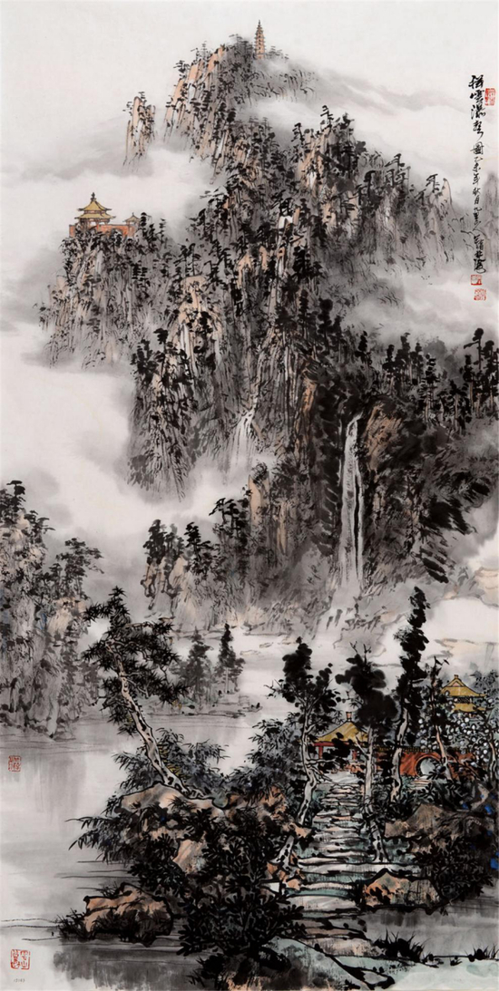 《祥云瀑声》&nbsp;138x70cm