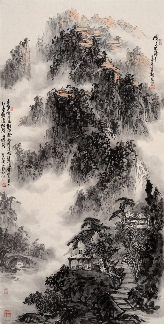 《峰高沐阳早》&nbsp;138x70cm