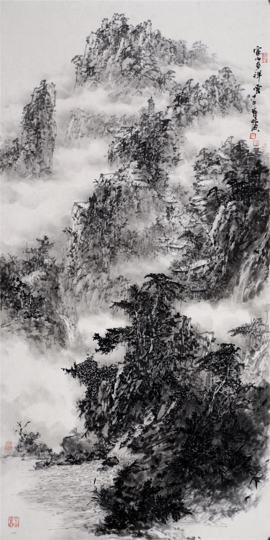 《家山多祥云》&nbsp;138x70cm