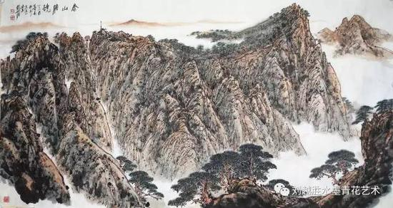 中国画《泰山胜境》90cmX180cm &nbsp;作者：刘越胜