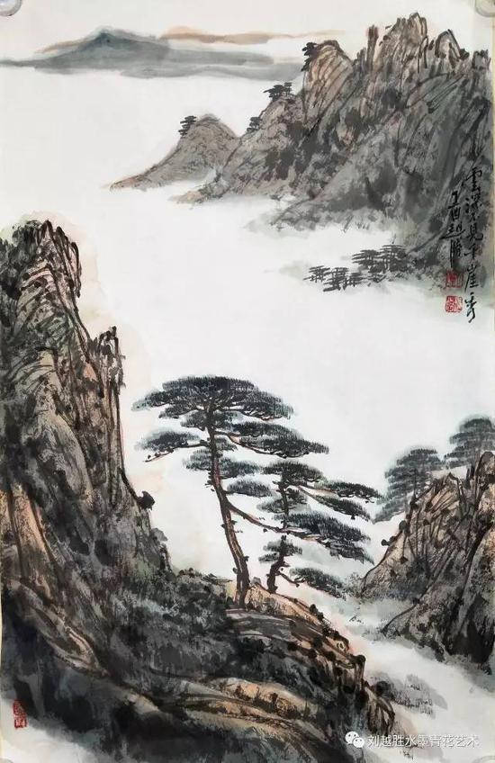 中国画《云深不见千崖秀》45cmX68cm &nbsp;作者：刘越胜