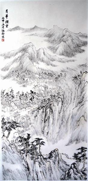  国画 月华烟云