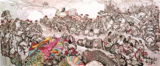 《黄巢进长安》 纸本水墨 250cm×110cm &nbsp;1987年