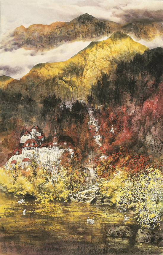 《金波摇云影》 &nbsp;138×68cm&nbsp;&nbsp;1999年作