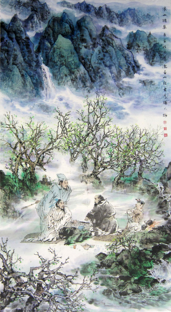 《溪山雅集》96×180cm 2011年刘大为与萧瀚合作