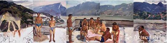 刘小东 三峡新移民 布面油画 2004