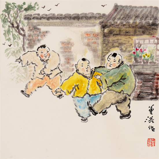《吆喝》&nbsp;50cm×50cm