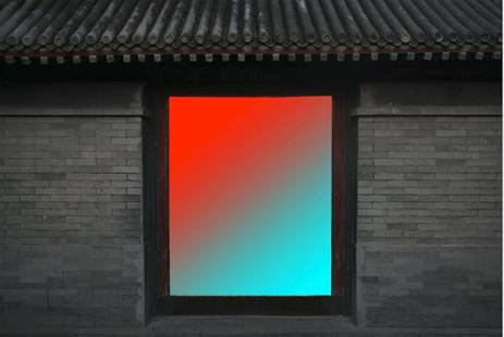 沈玮《Doorway（Red_Cyan）》 （门径 红色 青色）。图片：致谢Flowers Gallery
