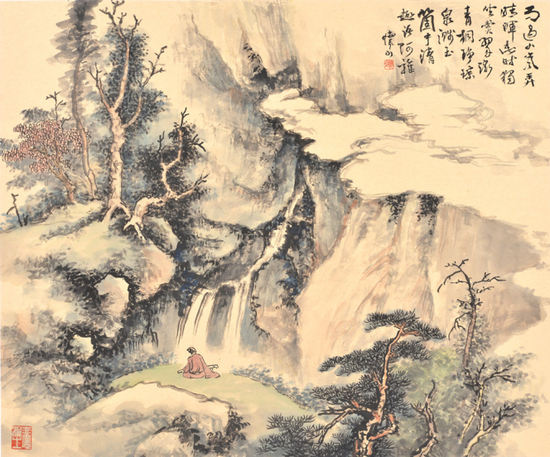 《碧壑观泉》 50x60cm