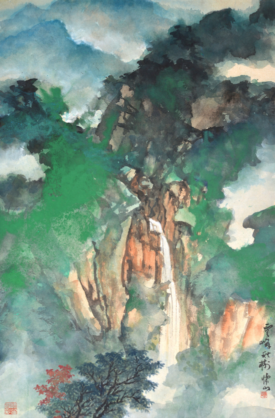 《云峰秋树》 &nbsp;69x45cm