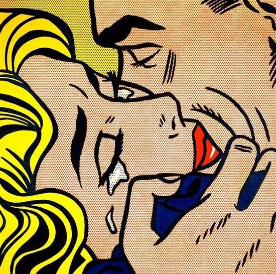 　　罗伊•里奇特斯坦，《吻 V》，1964年，Collection Simonyi，© Estate of Roy Lichtenstein。图片：Eduardo Calderon