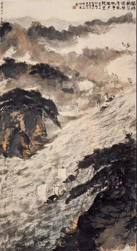 乱帆争卷夕阳来，1943年1月，106×57.5cm