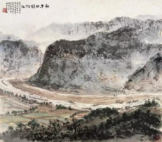 和平的图们江，1961年，50×57cm