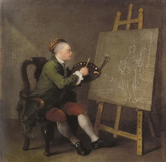 荷加斯正在作画的自画像