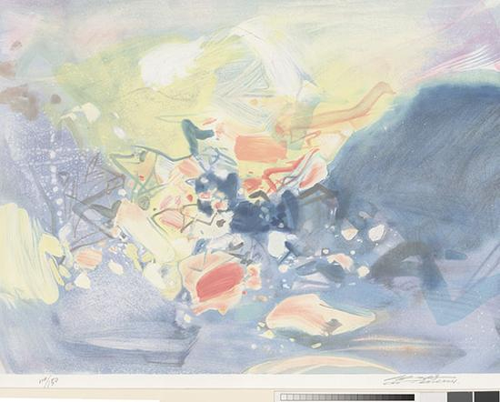 无题，朱德群，60X80cm，版画，2001