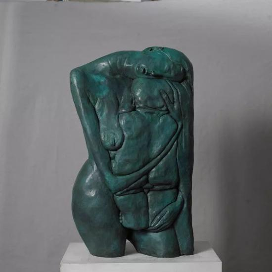 《母与子》之十二（线刻） 铜 46x22x79cm 2007年