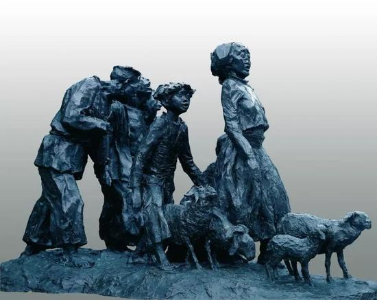 《山路》系列之二（六人五羊） 铜 90x100x155cm 1997年