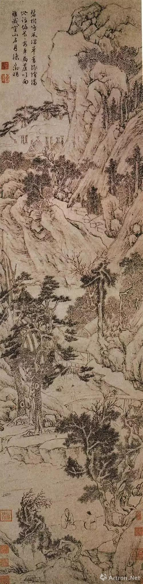 文徵明 绿荫清话图轴（真迹）