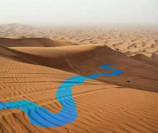 《再现沙漠里消失的河流》 行为 影像 装置 大地艺术