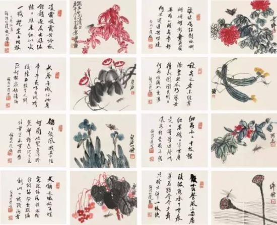 花卉草虫册页