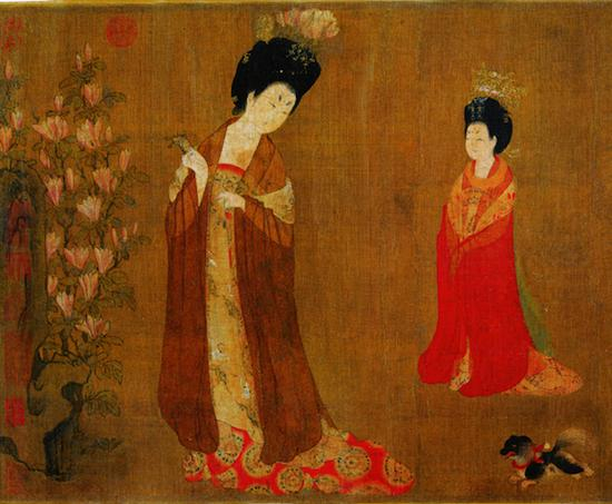 唐代周昉《簪花仕女图》（局部）