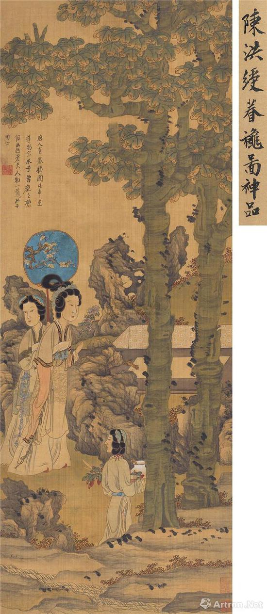 附图9。明陈洪绶 眷秋图 立轴（2009年上海天衡3472万元成交，王己千旧藏）