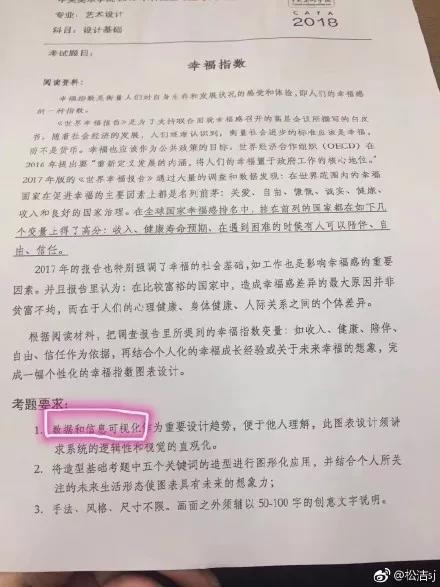 央美艺术设计专业要求考生以“幸福指数”为题进行视觉化表达。央美考作诗