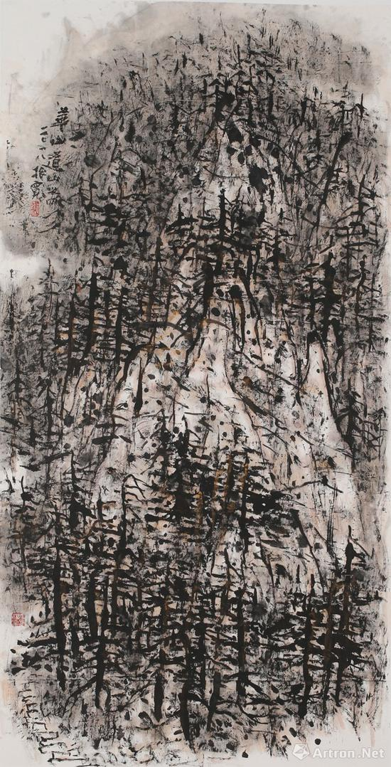 崔振宽&nbsp; 华山道中之四&nbsp; 138cm×70.3cm&nbsp; 2018