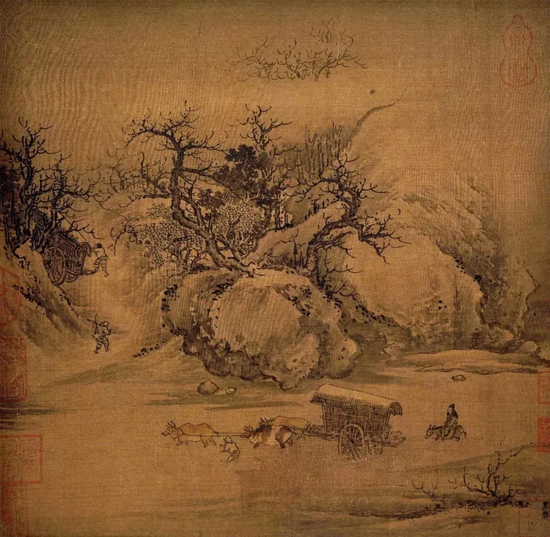 ▲ 《溪山行旅图》 朱锐 26.2 x 27.3 cm 上海博物馆藏