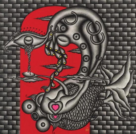 梵高的耳朵 &nbsp; &nbsp;2004 &nbsp; 纸本设色 &nbsp; &nbsp;100x100cm