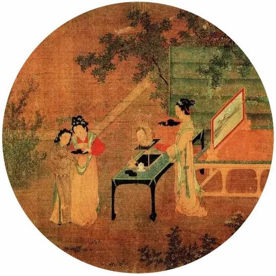《绣栊晓镜图》宋 王诜 团扇