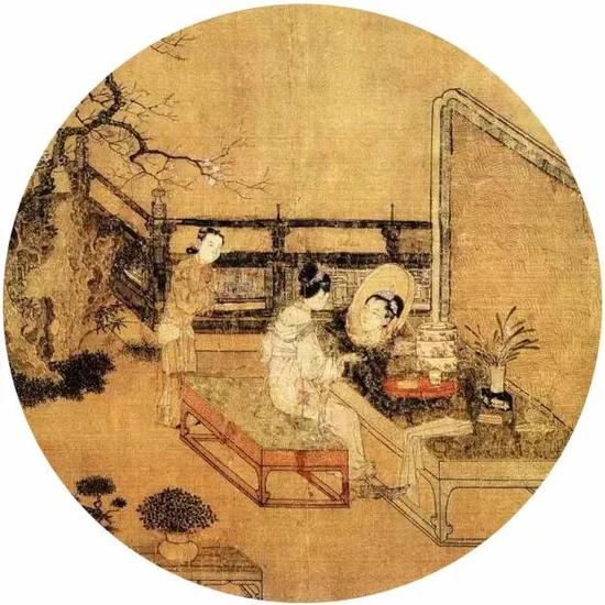《妆靓仕女图》宋 苏汉臣 团扇 绢本设色 美国波士顿艺术博物馆藏
