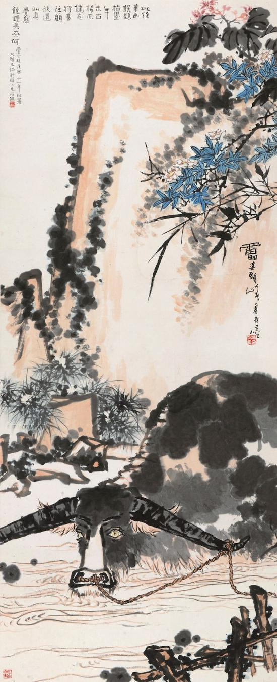 潘天寿&nbsp;《春塘水暖图》 设色纸本&nbsp; 立轴 1961 年作 248.5×102 cm