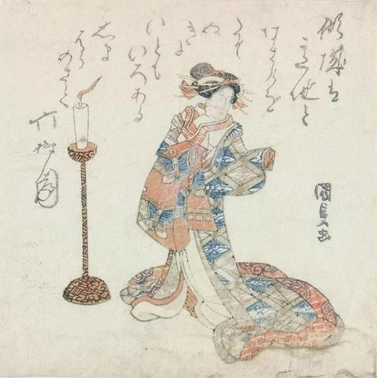 摺物画，歌川国贞（Utagawa Kunisada， 1786‒1865），彩色木刻版画，1821年