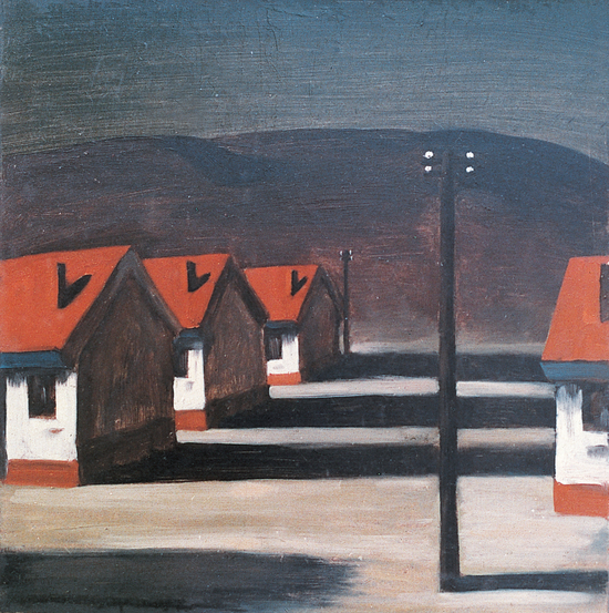  《夕阳下的公社》，布面丙烯，48 x 48&nbsp;cm，1985