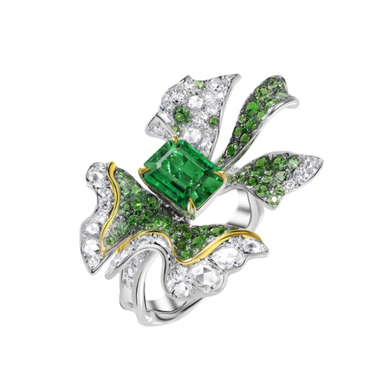 润金店Oriental Glimpse 绫罗文化高级珠宝系列“云想衣裳”戒指