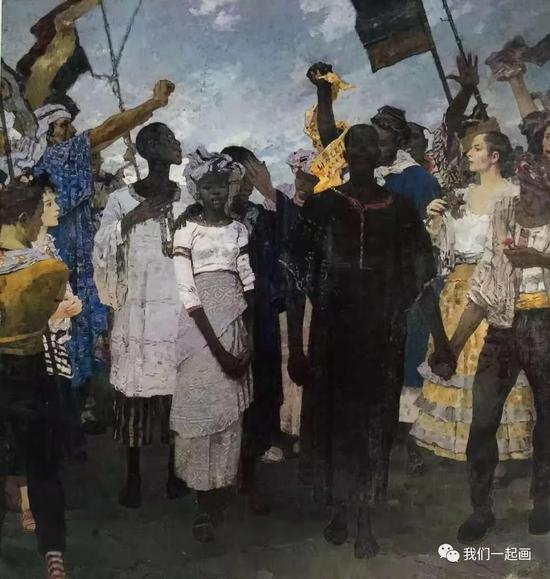 《觉醒，争取和平与独立》&nbsp; 1957年&nbsp; 布面油画