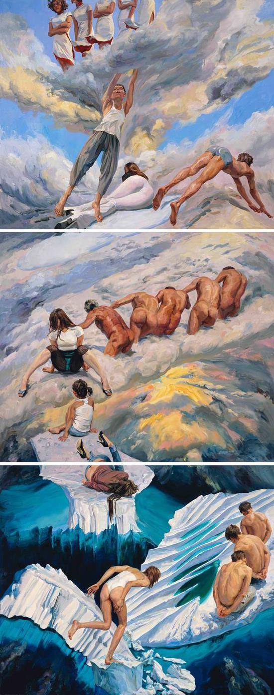 《天上人间》，2018，布面丙烯，750 x 300 cm