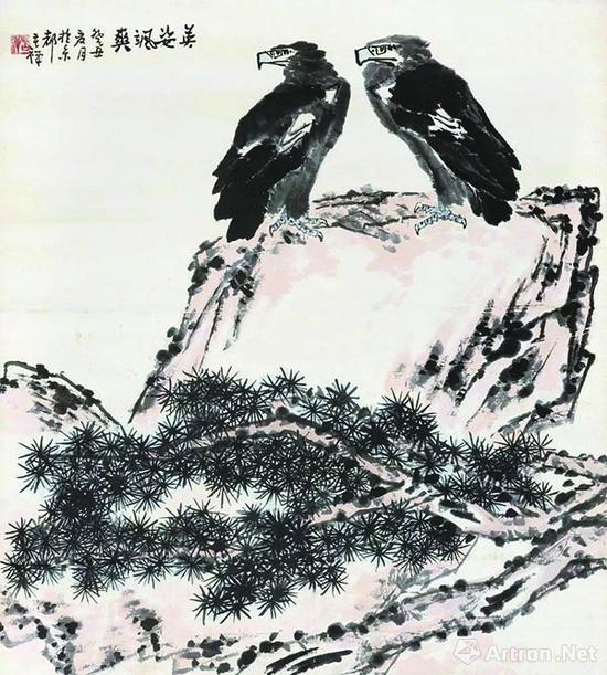 李苦禅《英姿飒爽》立轴，成交价1120万元（2010年秋拍）
