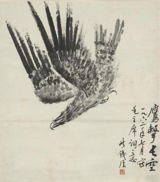 钱瘦铁，《鹰击长空》，103x91cm