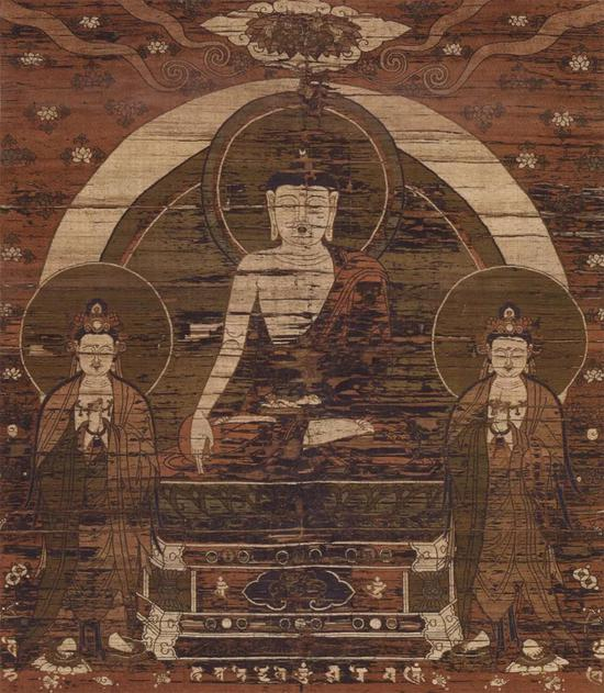 ▲锦织如来三尊百态佛图（局部），京都，誓愿寺