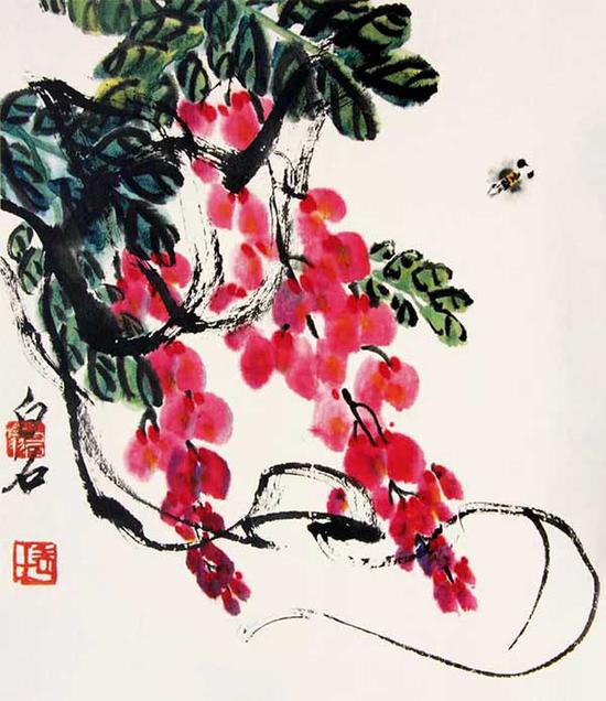 齐白石 紫藤 34cm×30cm 约20 世纪30 年代晚期