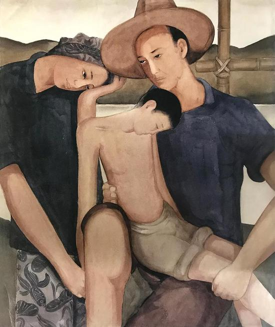 《地之子》&nbsp;庞薰琹水彩初稿（油画佚失）45&nbsp;× 37cm 1934年 庞薰琹美术馆藏