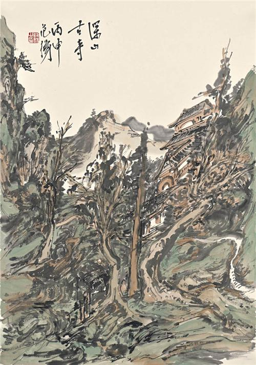 《深山古寺》48.8cm×34.9cm 2016年