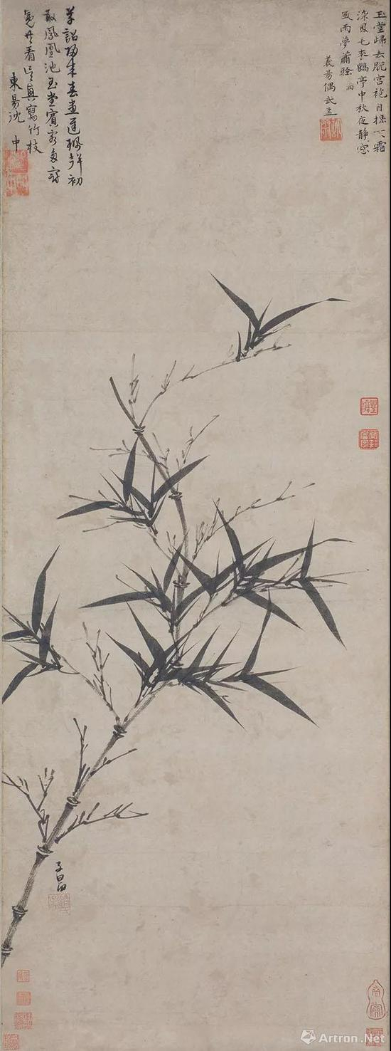 赵孟頫，《墨竹图》轴，元，纸本水墨，97.9×36.7厘米，日本大阪市立美术馆藏