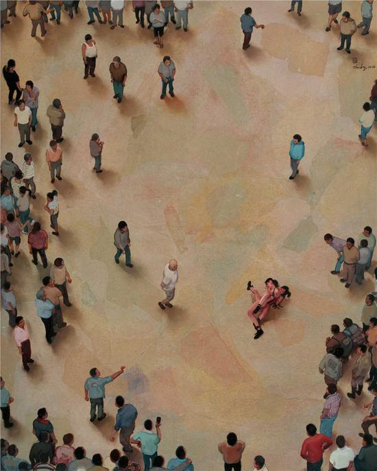 周金华作品《生命之轻》No.2 100x80cm 布面综合材料 2014