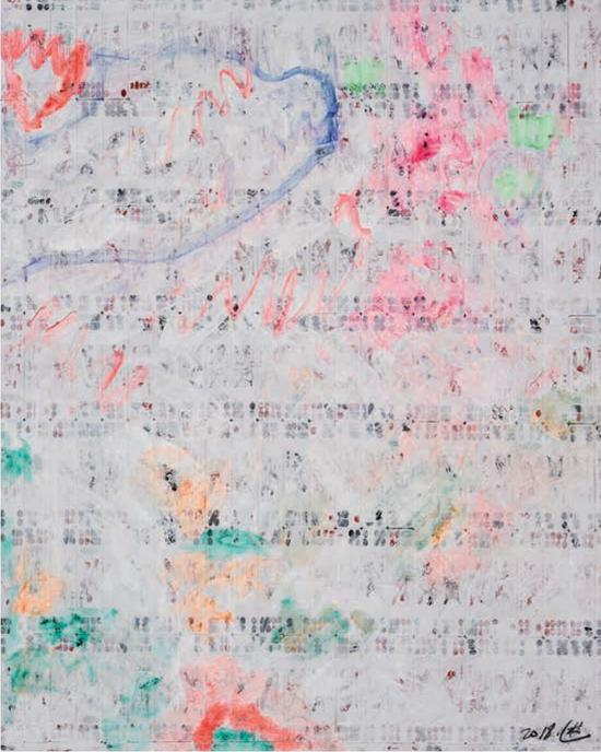 《无题2018 No.2》 ，布面丙烯 ，100 x 80 cm ，2018