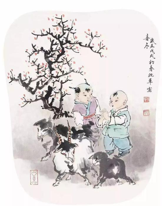 ▲沈军《喜冬》 38cm-31cm 2018年 设色纸本